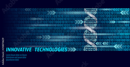 DNA binary code future computer technology concept. Genome science structure modified GMO engineering molecular symbol sign medicine coding gene banner template vector illustration