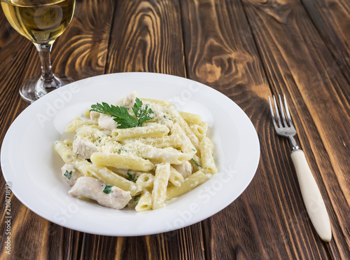 dinner - Italian pasta and white wine