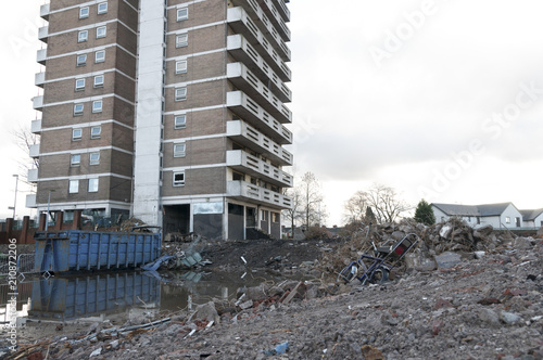 Derelict block of flats in Gorton, Manchester photo