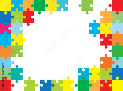 Vector Abstract colorful background made from white puzzle pieces and place for your content. 