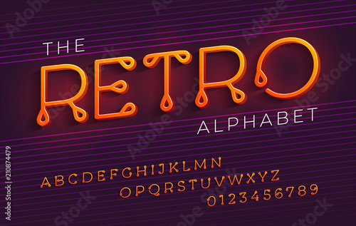 Thin stylized italic retro alphabet and font with a loops.