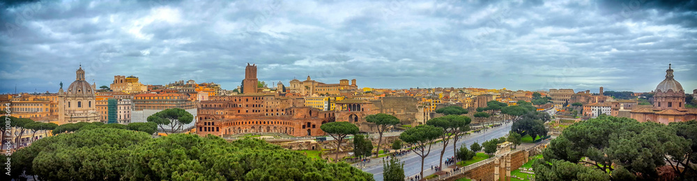 Panarama view of ancient Rome, Italy