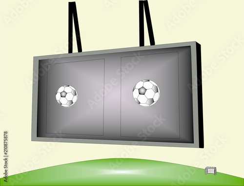 Football match on the scoreboard