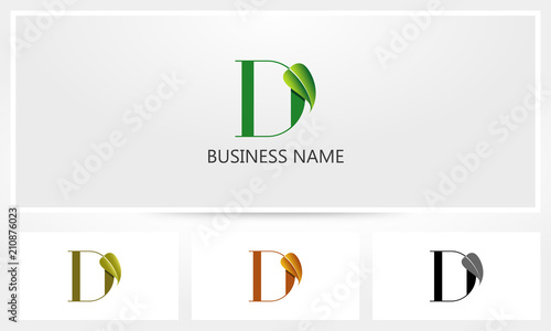 Letter D Leaf Sprout Logo 