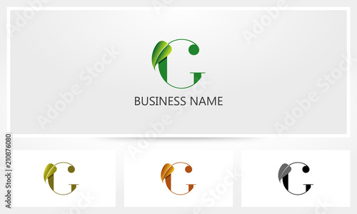 Letter G Leaf Sprout Logo 