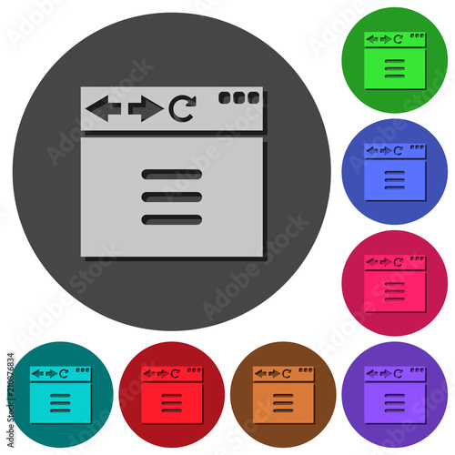 Browser options icons with shadows on round backgrounds