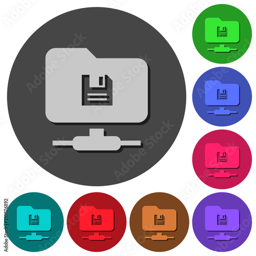 FTP save icons with shadows on round backgrounds