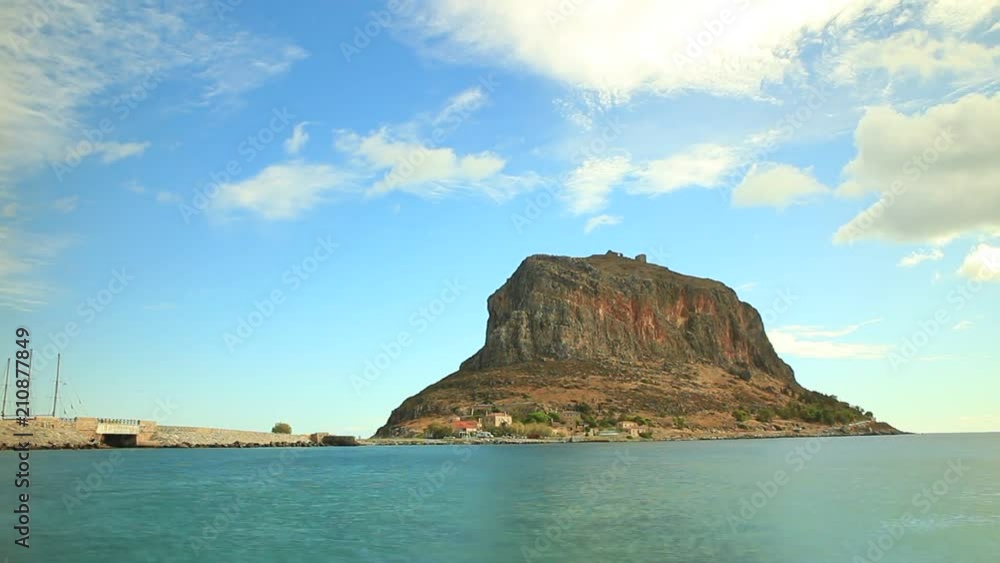 Greek rocky island Monemvasia, Greece, east coast of the Peloponnese, Lakonia Greek rocky island Monemvasia, Greece, east coast of the Peloponnese, Lakonia