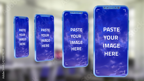 Modern blue smartphone website mockup