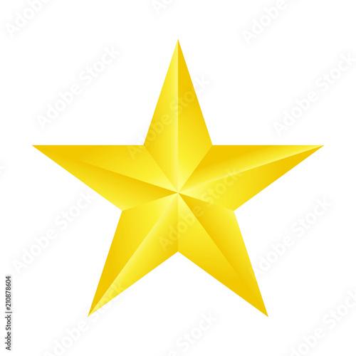 one beautiful decorative gold star isolated white vector illustration