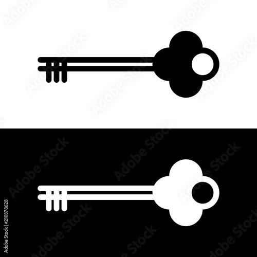 black and white key icon,vector illustration