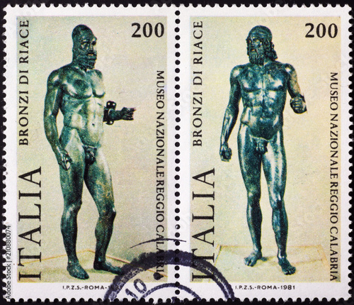 The Riace bronzes on italian postage stamps photo