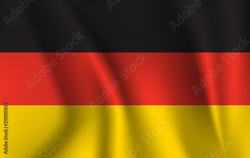 The national flag of Germany. The symbol of the state on wavy silk fabric. Realistic illustration.