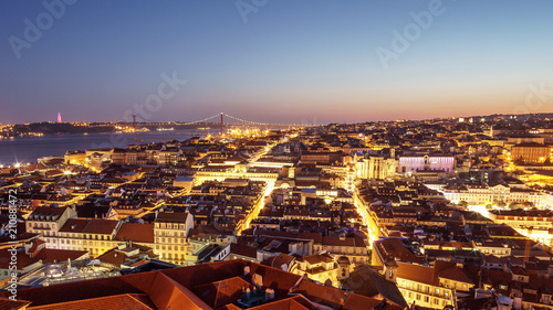 Lisbon at night - view from Castelo de Sao Jorge.