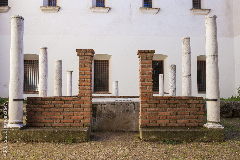 Peristylum Rome Roman peristylium ruins at Convent of San Antonio, Almendralejo, Spain ...