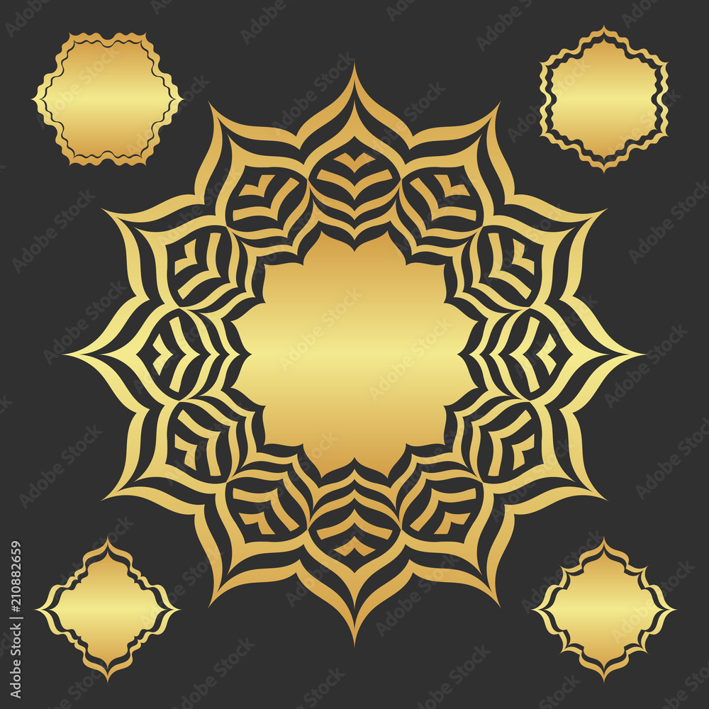 Luxury gold ornamental element. Abstract golden frame.