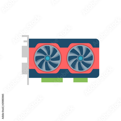 Video Card Flat Related Vector Icon. Isolated on White Background.