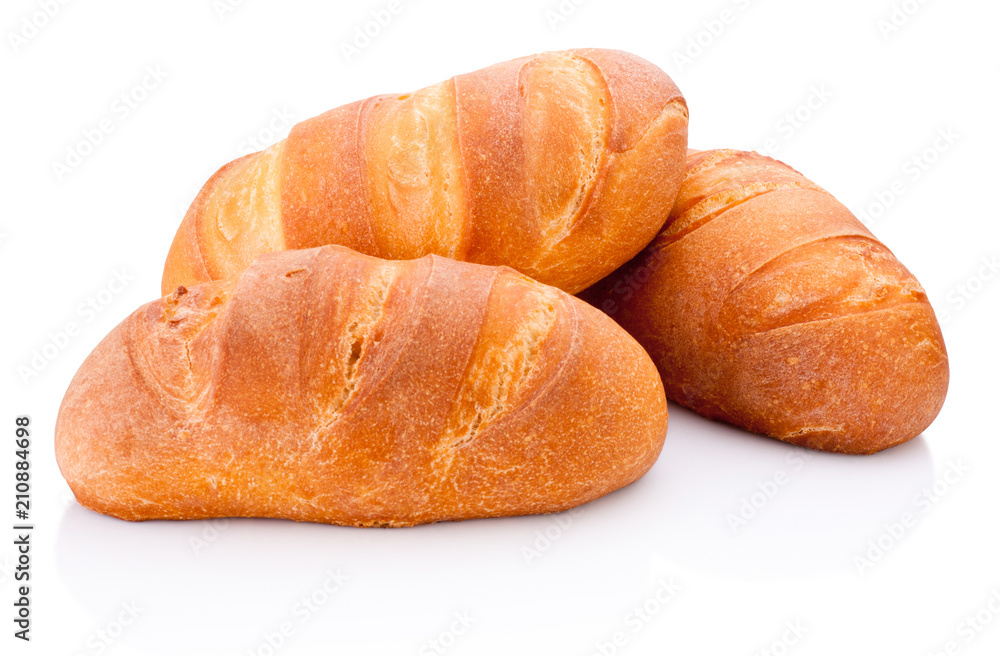 Three loaf of bread isolated on white background Three loaf of bread isolated on white background