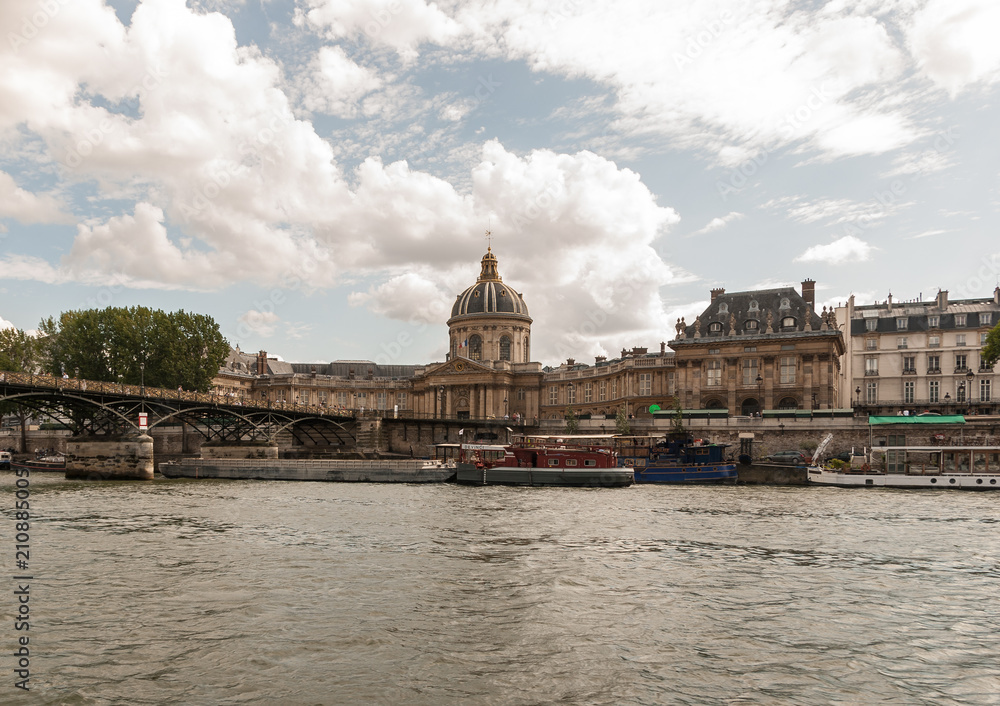 Views of the Palace of La Conciergerie in Paris from the Seine river