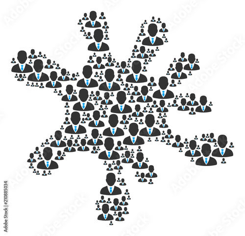 Blot area made with businessman icons in various sizes. Abstract vector blob concept. Businessman icons are combined into blob area.