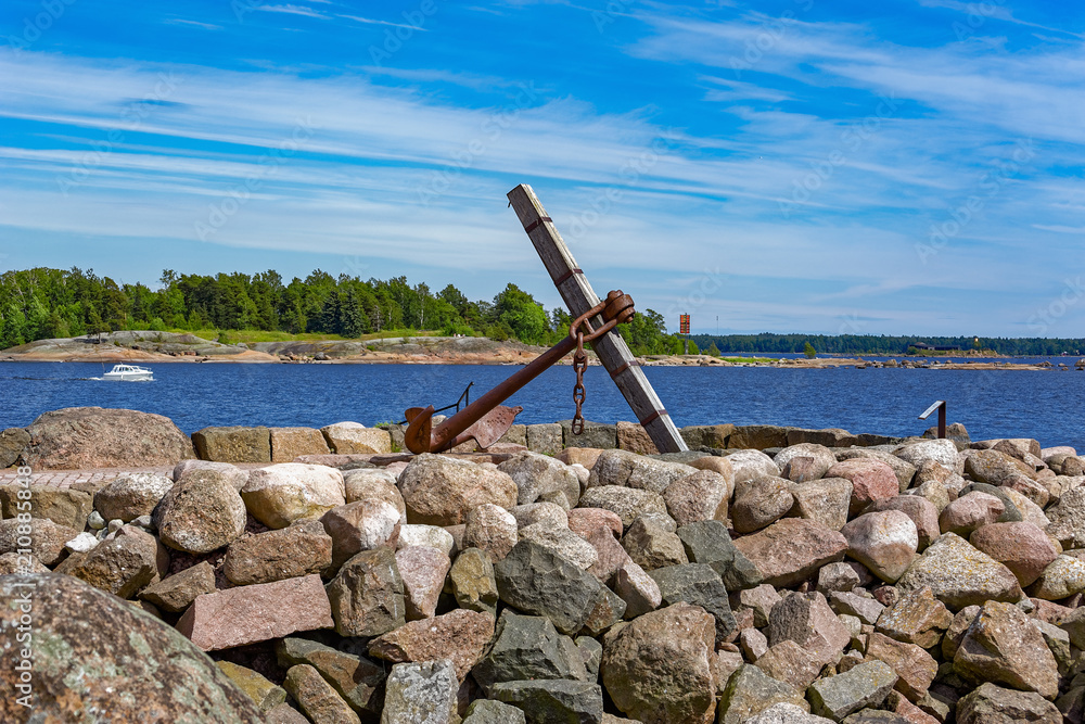 An anchor islet at Katariina Seaside Park in Kotka, Finland. An anchor islet at Katariina Seaside Park in Kotka, Finland.