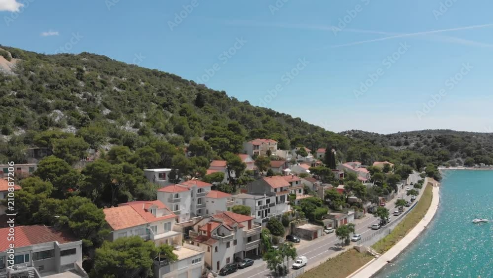 Aerial shot of small city near sea, Croatia (Europe), 4K Aerial shot of small city near sea, Croatia (Europe), 4K