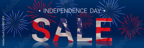 Independence day sale. Vector banner design template.