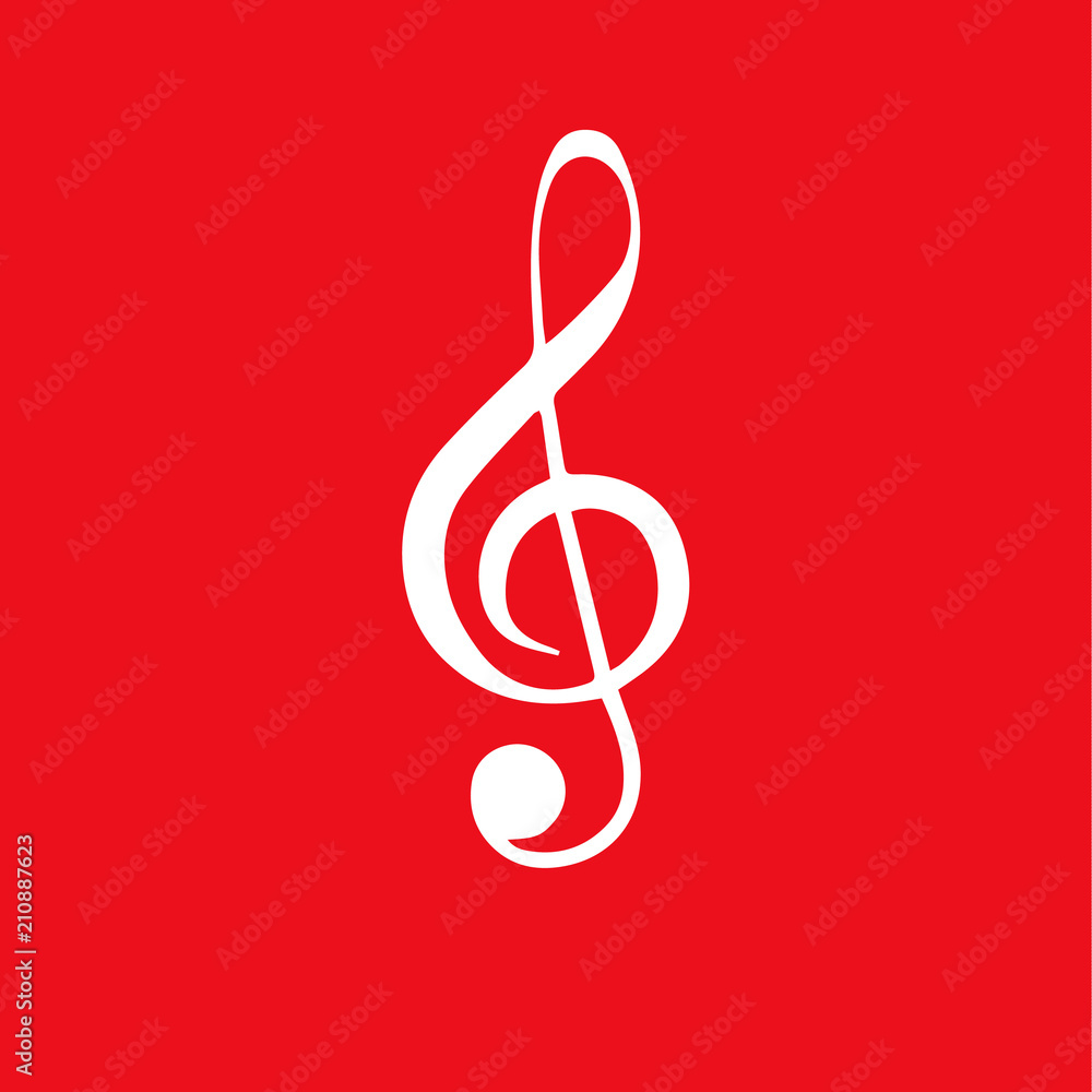 musical note. white icon on red background musical note. white icon on red background