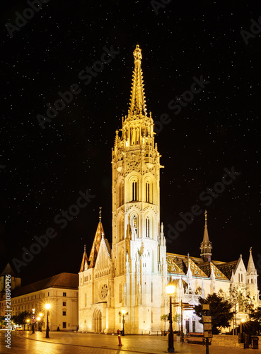 St. Matthias Church in Budapest at night