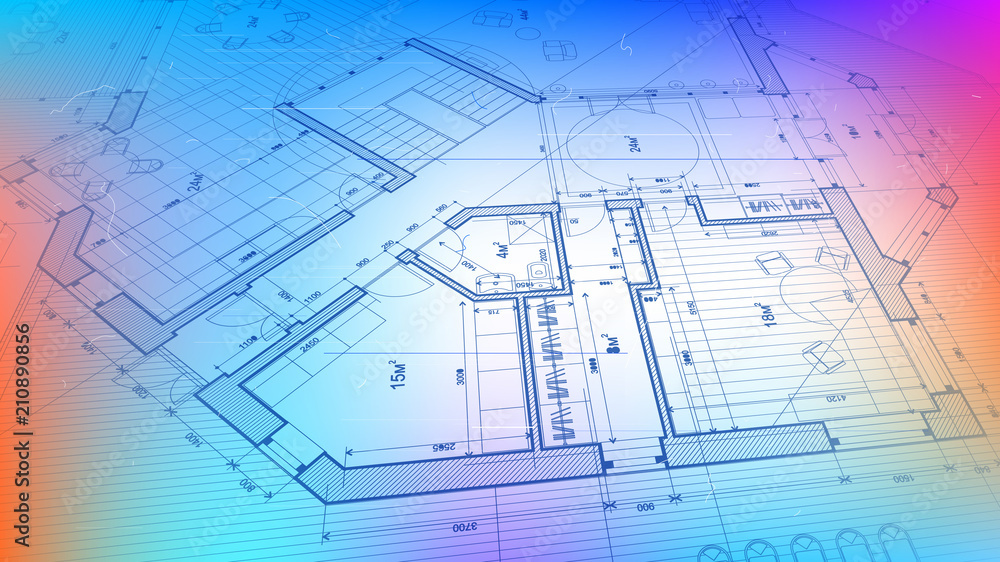 vector architectural plan - abstract architectural blueprint of a modern residential building / technology, industry, business concept illustration: real estate, building, construction & architecture vector architectural plan - abstract architectural blueprint of a modern residential building / technology, industry, business concept illustration: real estate, building, construction & architecture