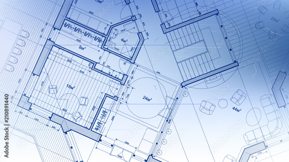 vector architectural plan - abstract architectural blueprint of a modern residential building / technology, industry, business concept illustration: real estate, building, construction & architecture vector architectural plan - abstract architectural blueprint of a modern residential building / technology, industry, business concept illustration: real estate, building, construction & architecture