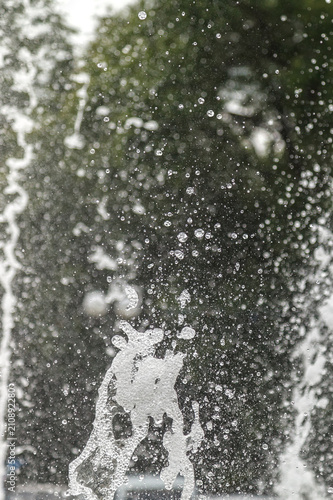 Splashing water from a fountain