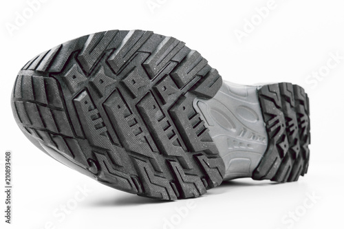 New Hiking Shoes With Red Straps On White Background Hiking Running Lifestyle Concept