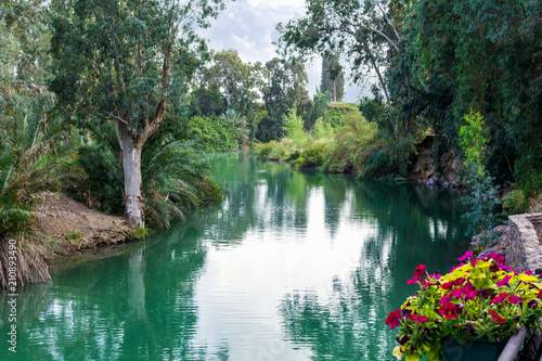 Israel, the Jordan River - December 5, 2016: according to the Gospel, Jesus Christ was baptized in the waters of the holy river