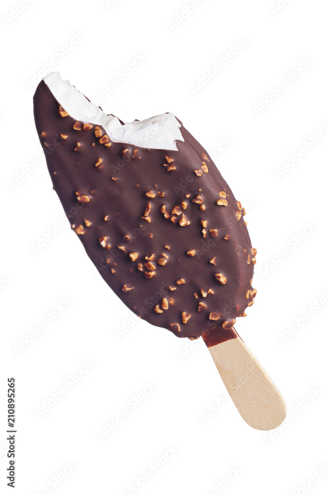 Bitten ice cream in chocolate glaze Bitten ice cream in chocolate glaze