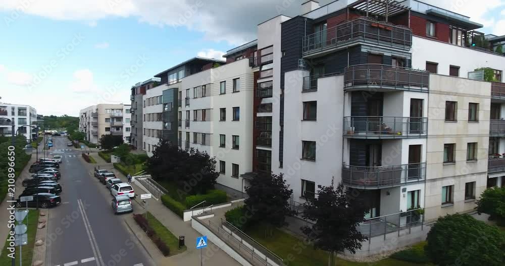 Pan To The Right. Aerial View On A Street Pan To The Right. Aerial View On A Street