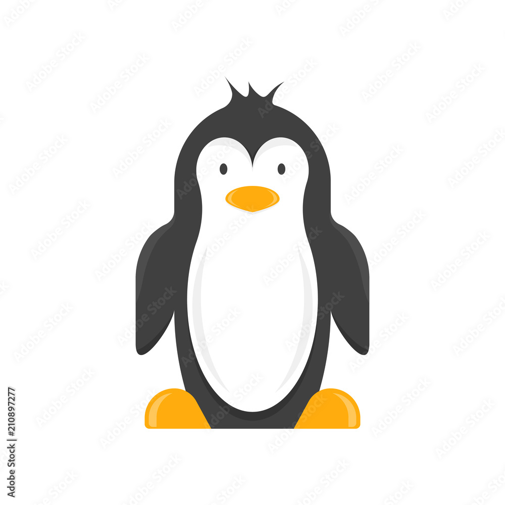 Fototapeta premium A cartoon penguin. Vector illustration on white background.