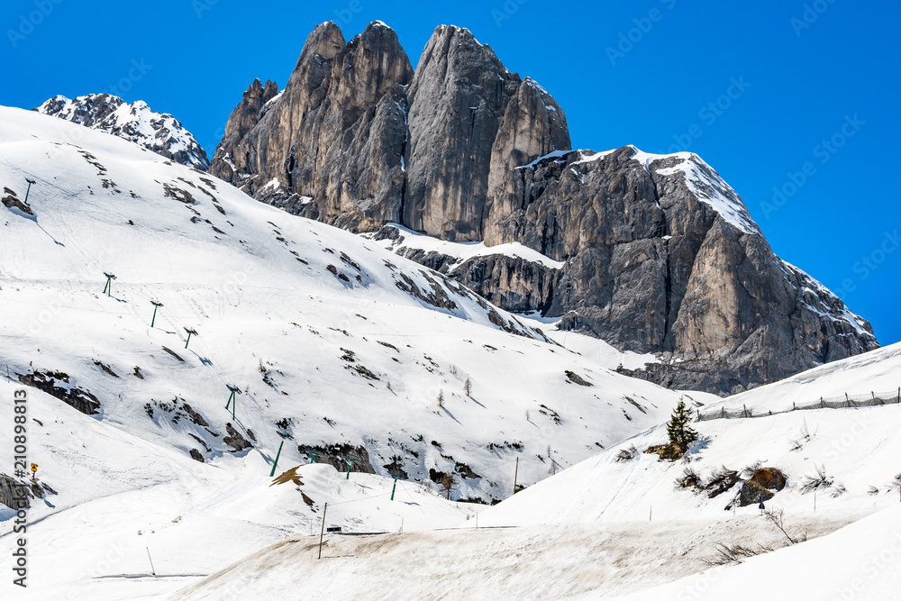 Snowy peaks of Marmolada in the Dolomites, Italy