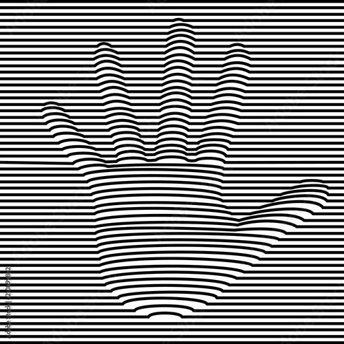Human hand in 3d volume optic illusion style