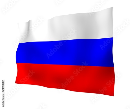 Waving flag of the Russian Federation. The National. State symbol of the Russia. 3D illustration