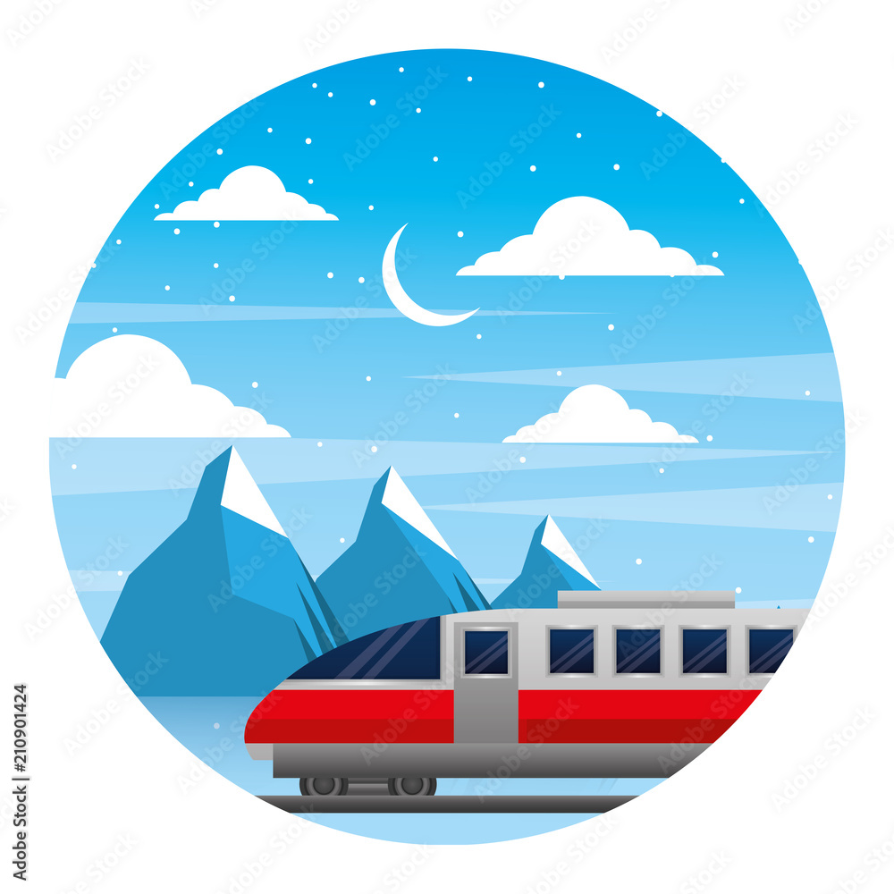 travel train winter mountains snow scene travel train winter mountains snow scene