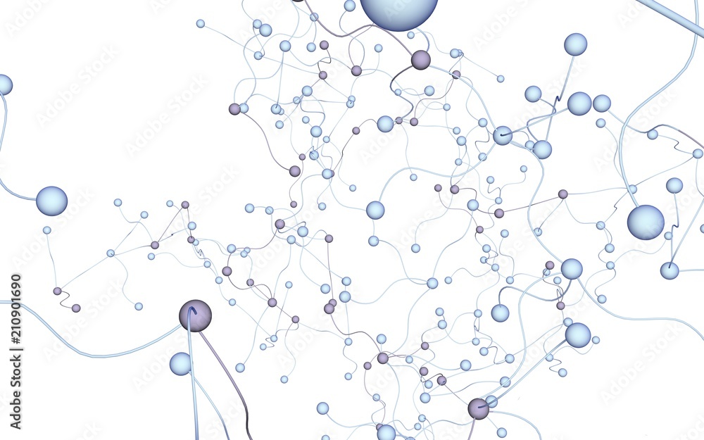 Neural network. Social network. Futuristic dna, deoxyribonucleic acid. Abstract molecule, cell illustration, mycelium. Light background. 3D illustration Neural network. Social network. Futuristic dna, deoxyribonucleic acid. Abstract molecule, cell illustration, mycelium. Light background. 3D illustration