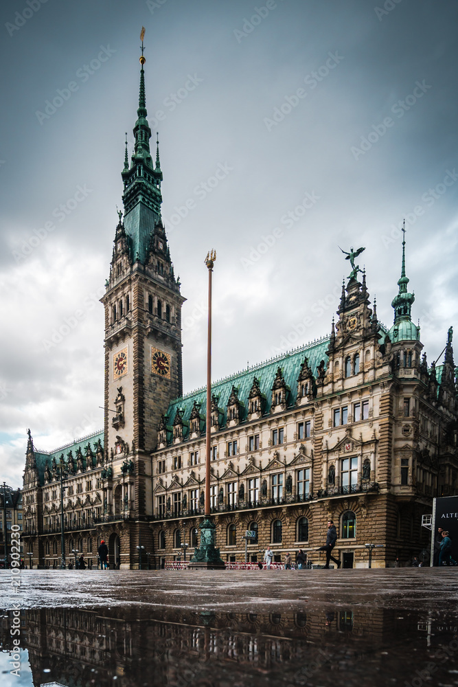 Hamburg Rathaus Puddle