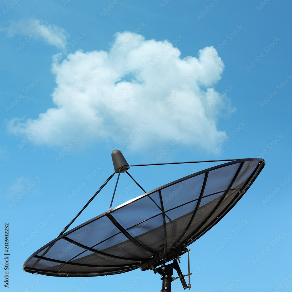 Satellite dish antenna on roof