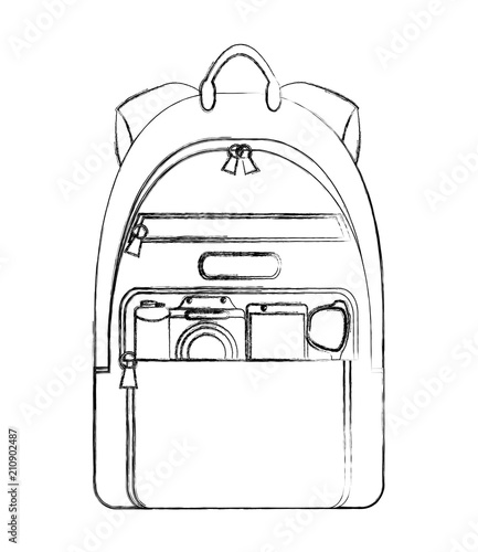 travel tourism backpack and photographic camera