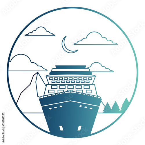 cruice ship with landscape snowly isolated icon