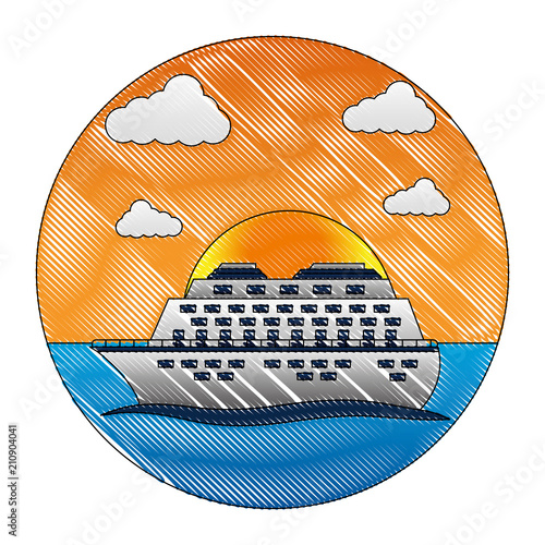 cruice ship with sea isolated icon