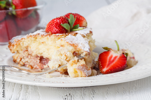 Cake with fresh berryes on a table