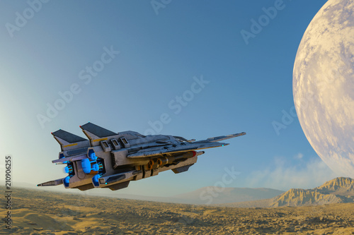 Fototapeta Naklejka Na Ścianę i Meble -  aircraft space ship exploring around