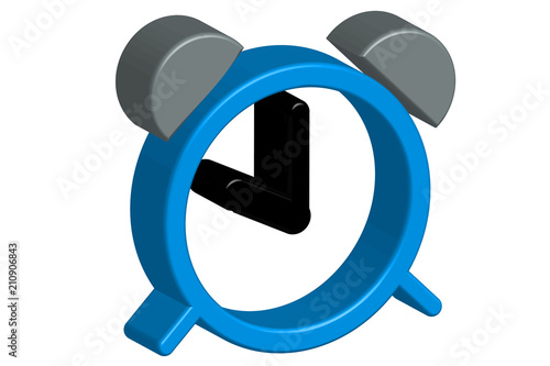 Reloj azul sobre fondo blanco.